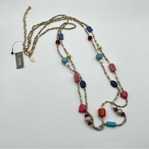 Chico's Vibrant Beaded Necklace with Gold Accents